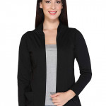 Women Straight Full Sleeve Black Shrug