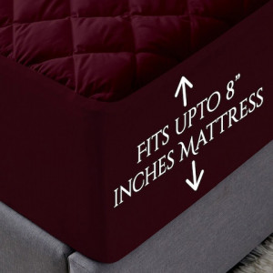 Maroon Solid Waterproof King Size Mattress Protector