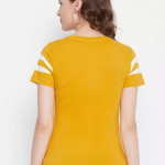 Striped Women Round Neck Yellow T-Shirt