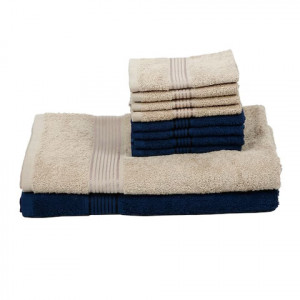 Set Of 10 Solid Cotton 380 GSM Towel Set