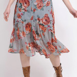 Floral Print Flared Skirt