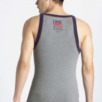 Men Grey Melange Solid Innerwear Vest With Printed Detailing