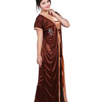 Women Nighty with Robe  (Beige)