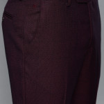 Burgundy Self-Design Slim Fit Formal Suit