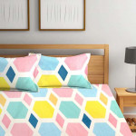 Multicoloured Geometric 300 TC Fitted Double Bedsheet