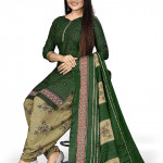 Women's Green Cotton Printed Unstitched Salwar Suit Material